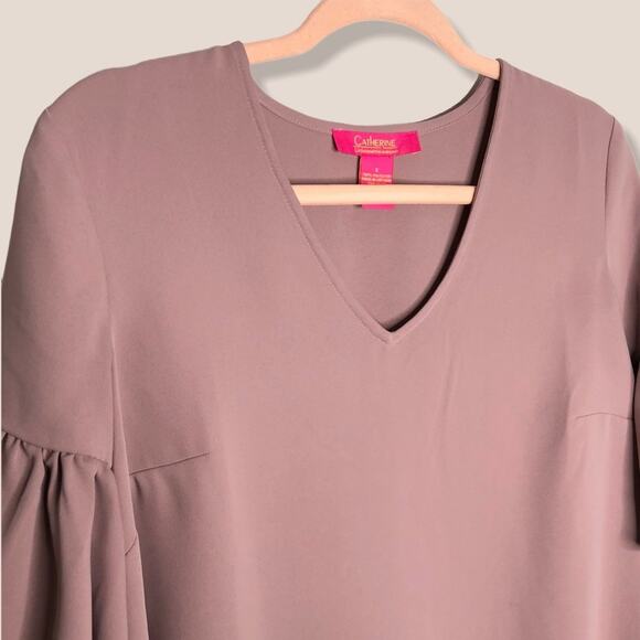 Catherine Malandrino Mauve Blush Top Ruffle Sleeve Women's size Small - Picture 7 of 8